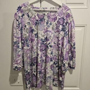 Southern Lady Purple and White Floral Top